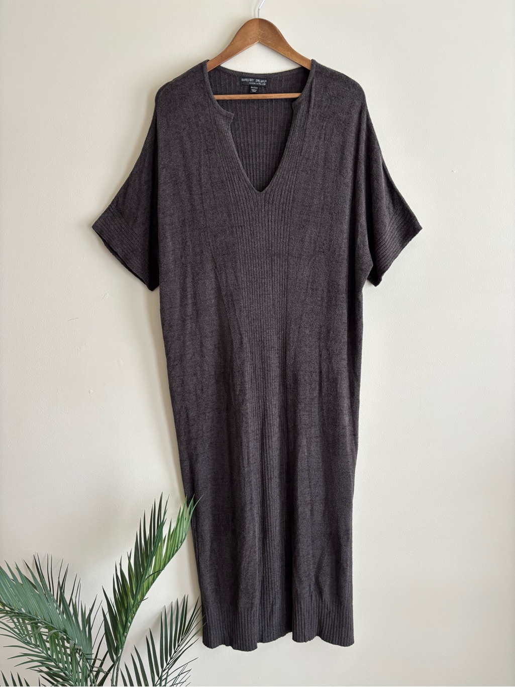 Barefoot Dreams Carbon Grey Cozychic Ultra Lite Midi Caftan One Size